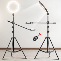 26CM fotografia Led wideo lampa pierścieniowa koło wypełnienie oświetlenie zdjęcie z kamery Studio telefon lampa do Selfie z stojak trójnóg ramię wysięgnika 1